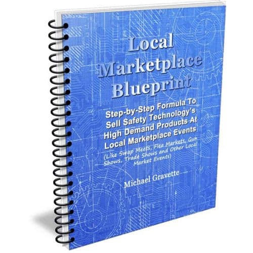 Spiral bound book titled Local Marketplace Blueprint by Michael Gravette, a guide for selling at local events.