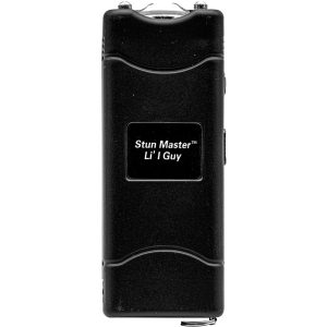Compact black stun gun, labeled Stun Master Li'l Guy, designed for personal safety and self-defense.
