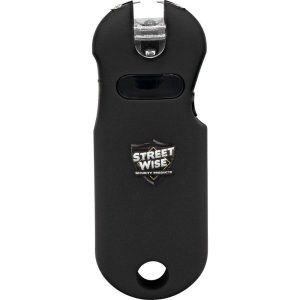 Black Streetwise stun gun flashlight for personal security and self-defense.