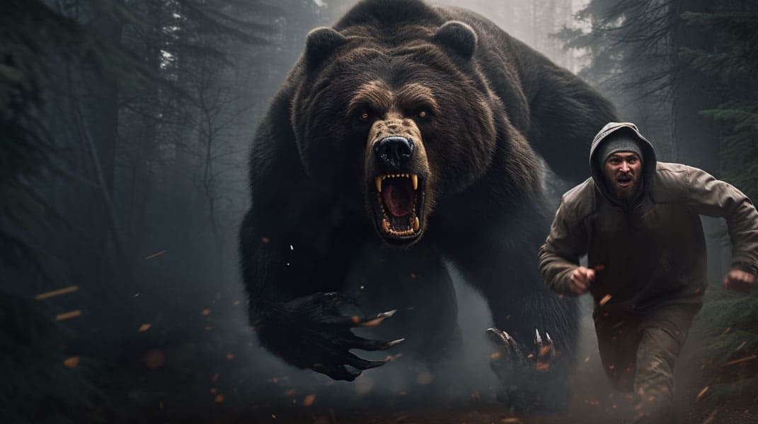 Bear chasing a camper