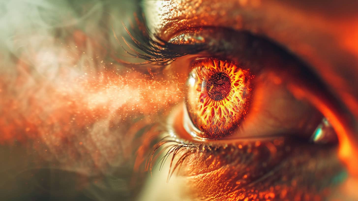 Image Of An Eye Irritated By Pepper Spray